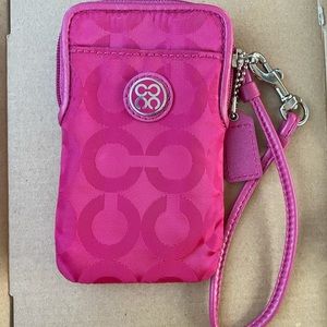 Hot pink coach wristlet/wallet